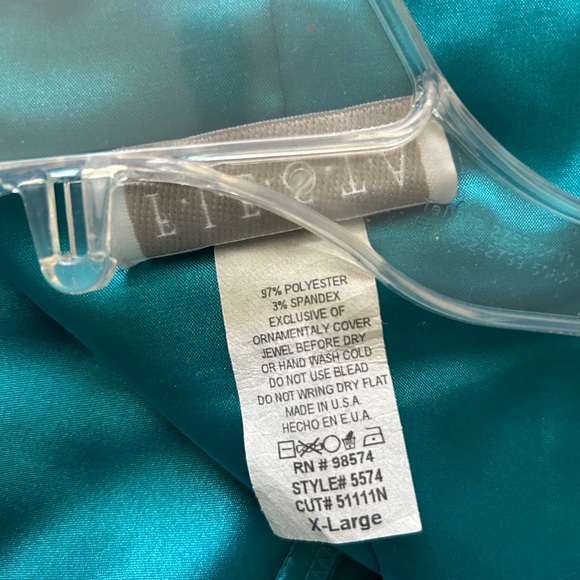 Teal Satin Halter Dress - Picture 4 of 7